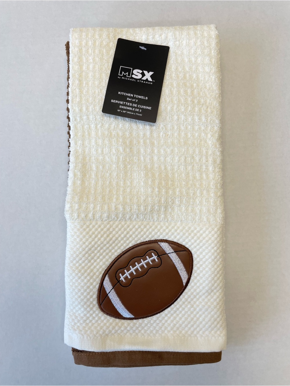NWT Football Kitchen Towels Set of 3 MSX by Michael Strahan 18” x 28”